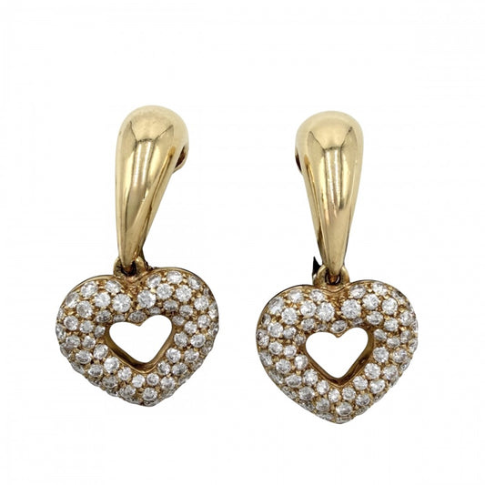 Chaumet ショーメ イヤリング ハート スイング 18金YG Au750 ジュエリー アクセサリー
 K18イエローゴールド ダイヤモンド レディース 約13.2g【中古品】
