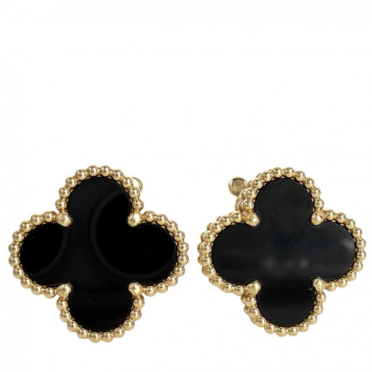 Van Cleef & Arpels ヴァンクリーフ＆アーペル ピアス ヴィンテージアルハンブラ 2WAY イヤリング 18金YG Au750 ジュエリー アクセサリー K18イエローゴールド オニキス VCARA44200 レディース 約7.8g【中古品】
