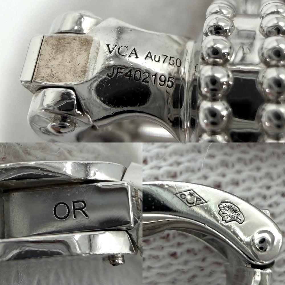 Van Cleef & Arpels ヴァンクリーフ＆アーペル ピアス ギヨシェ ヴィンテージアルハンブラ 18金YG Au750 ジュエリー アクセサリー K18ホワイトゴールド VCARP9XF00 レディース 約10g【中古品】