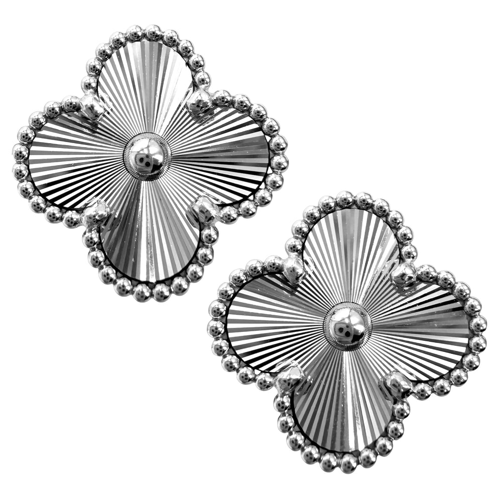 Van Cleef & Arpels ヴァンクリーフ＆アーペル ピアス ギヨシェ ヴィンテージアルハンブラ 18金YG Au750 ジュエリー アクセサリー K18ホワイトゴールド VCARP9XF00 レディース 約10g【中古品】