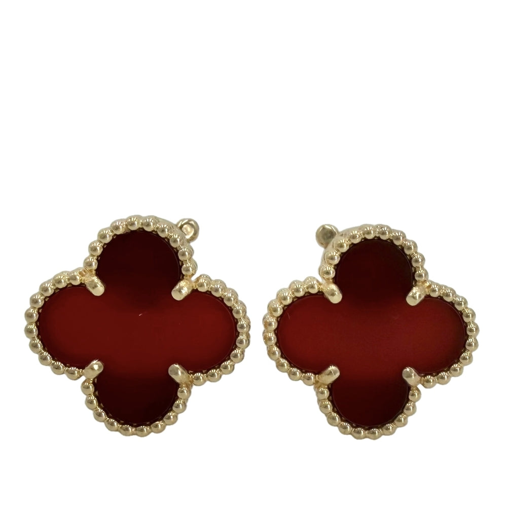 Van Cleef & Arpels ヴァンクリーフ＆アーペル ピアス ヴィンテージアルハンブラ ジュエリー アクセサリー K18イエローゴールド カーネリアン VCARD40400 レッド 赤 レディース 約7.5g【中古品】
