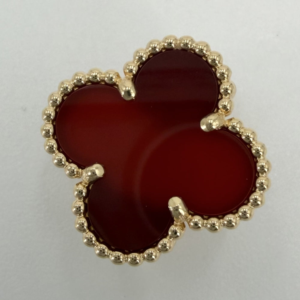 Van Cleef & Arpels ヴァンクリーフ＆アーペル ピアス ヴィンテージアルハンブラ ジュエリー アクセサリー K18イエローゴールド カーネリアン VCARD40400 レッド 赤 レディース 約7.5g【中古品】