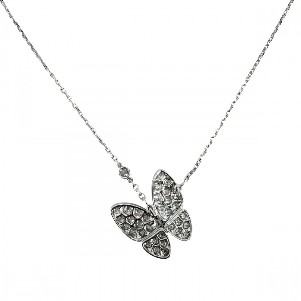 Van Cleef & Arpels ヴァンクリーフ＆アーペル ネックレス ドゥ パピヨン ペンダント バタフライ 18金WG K18ホワイトゴールド VCAR03M400 レディース 約5.5g【中古品】