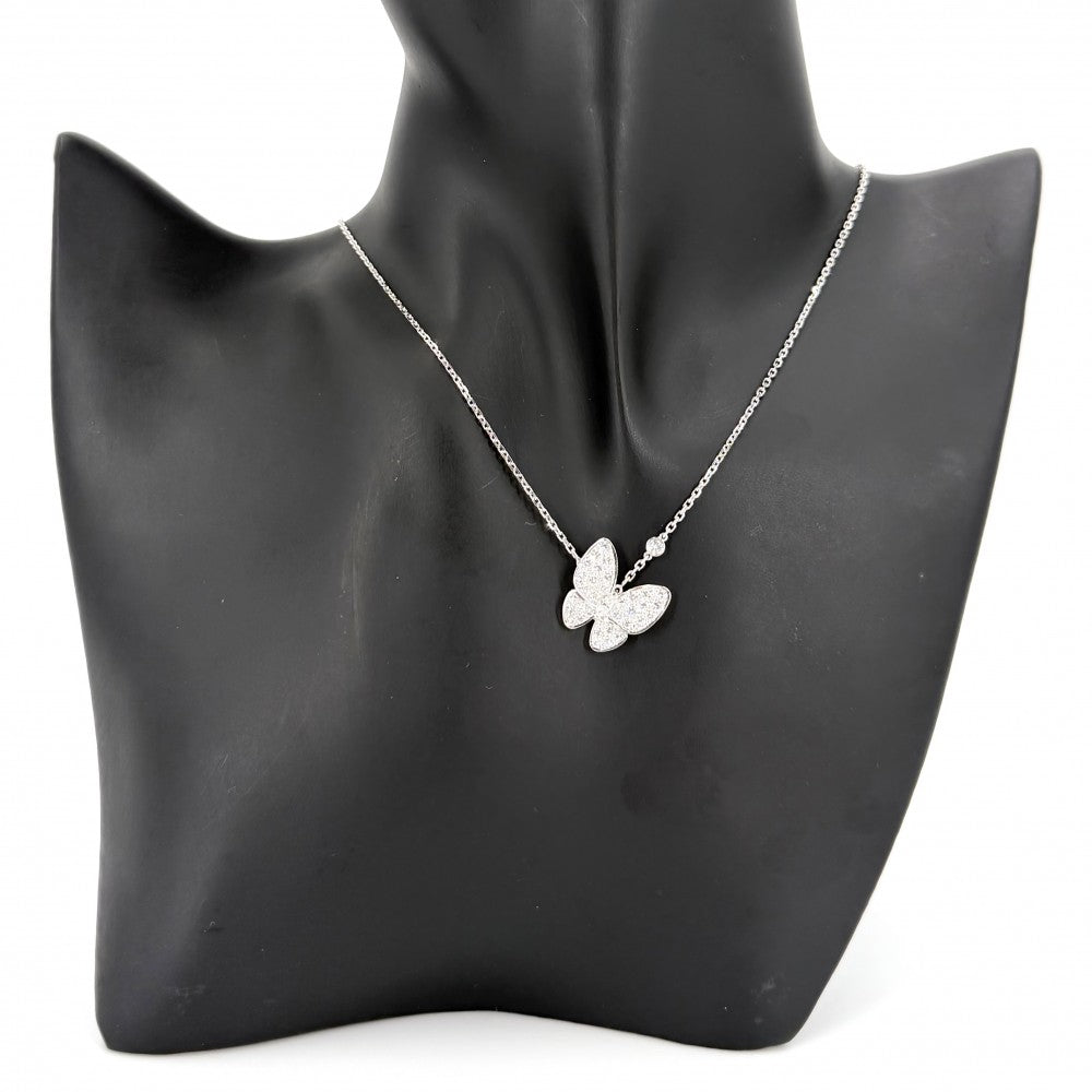 Van Cleef & Arpels ヴァンクリーフ＆アーペル ネックレス ドゥ パピヨン ペンダント バタフライ 18金WG K18ホワイトゴールド VCAR03M400 レディース 約5.5g【中古品】