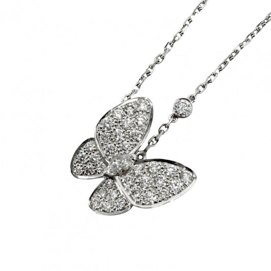 Van Cleef & Arpels ヴァンクリーフ＆アーペル ネックレス ドゥ パピヨン ペンダント バタフライ 18金WG K18ホワイトゴールド VCAR03M400 レディース 約5.5g【中古品】