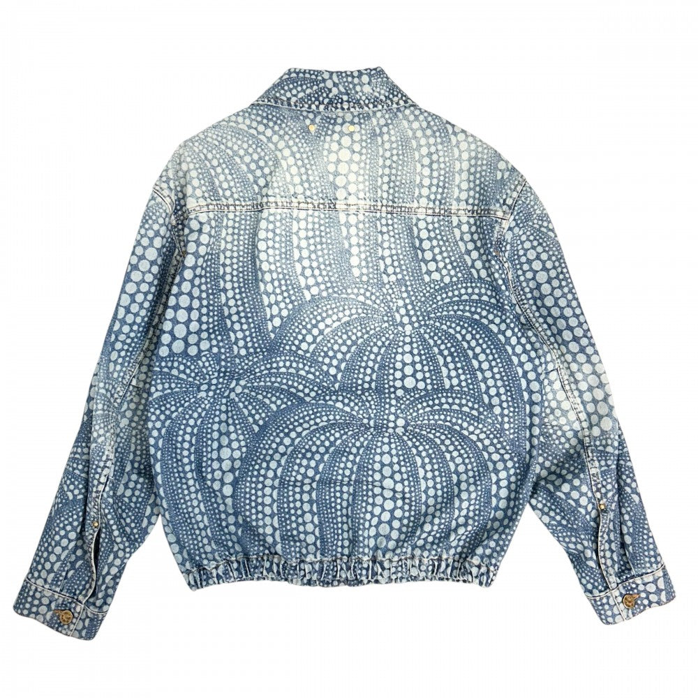 LOUIS VUITTON ルイヴィトン デニムジャケット オールオーバー パンプキン ブルゾン 草間彌生 服 50 ブルー 青 ゴールド金具 レディース【中古品】