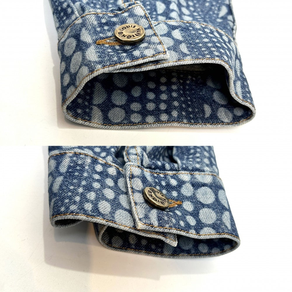 LOUIS VUITTON ルイヴィトン デニムジャケット オールオーバー パンプキン ブルゾン 草間彌生 服 50 ブルー 青 ゴールド金具 レディース【中古品】