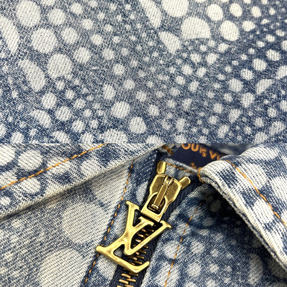 LOUIS VUITTON ルイヴィトン デニムジャケット オールオーバー パンプキン ブルゾン 草間彌生 服 50 ブルー 青 ゴールド金具 レディース【中古品】