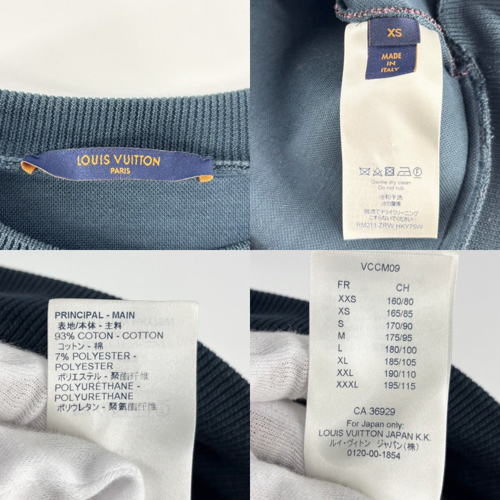 【開店SALE】 LOUIS VUITTON ルイヴィトン スウェット モノグラムジャガード トレーナー 長袖トップス アパレル 服 XS ネイビー 紺 ピンク 春 秋 冬 コットン ポリエステル メンズ【中古品】
