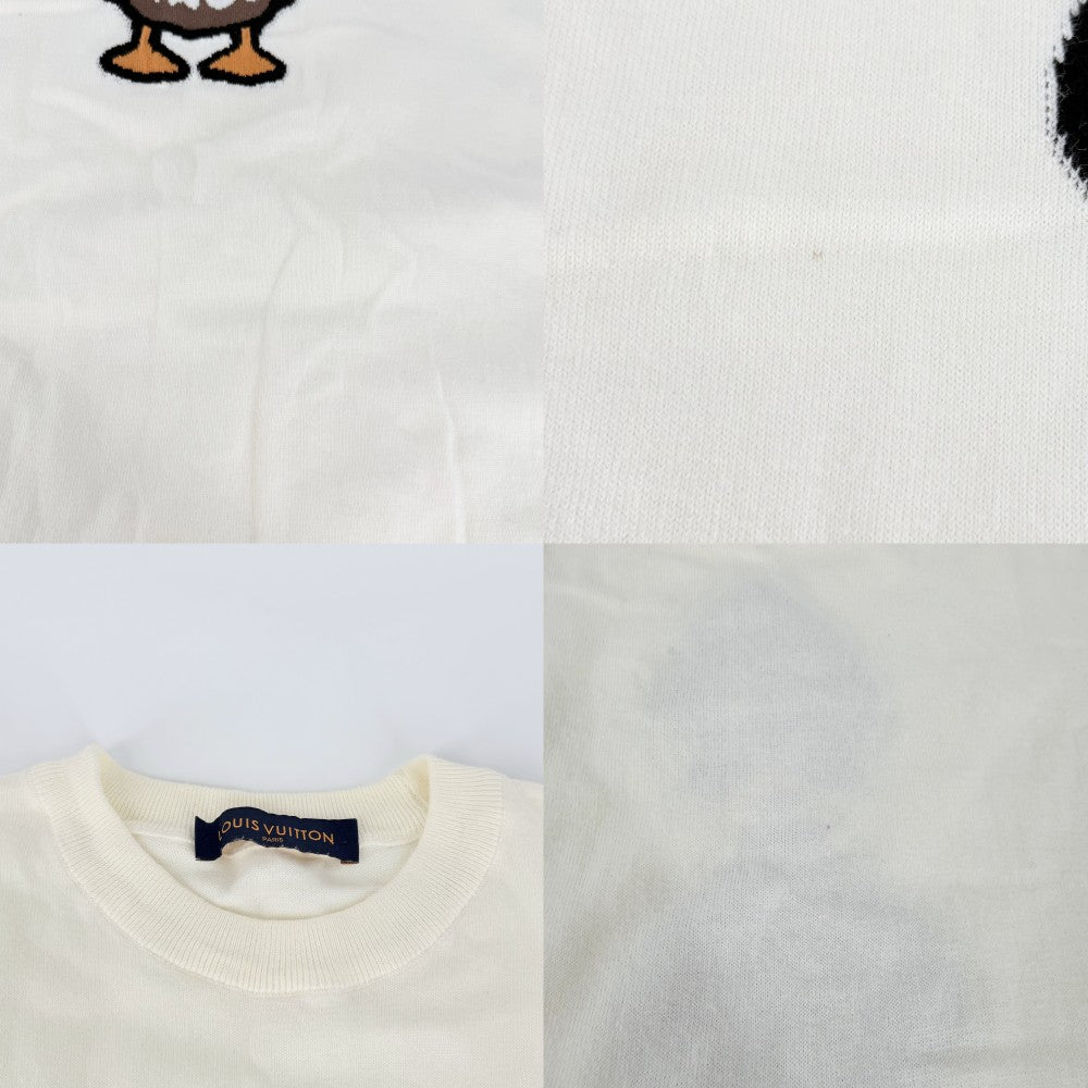 【開店SALE】 LOUIS VUITTON ルイヴィトン 半袖Ｔシャツ インタルシアジャカードダックニット 半袖ニット トップス 服 LOUIS VUITTON×NIGO RM221M F96 HMN04W M アイボリー 夏 コットン メンズ【中古品】