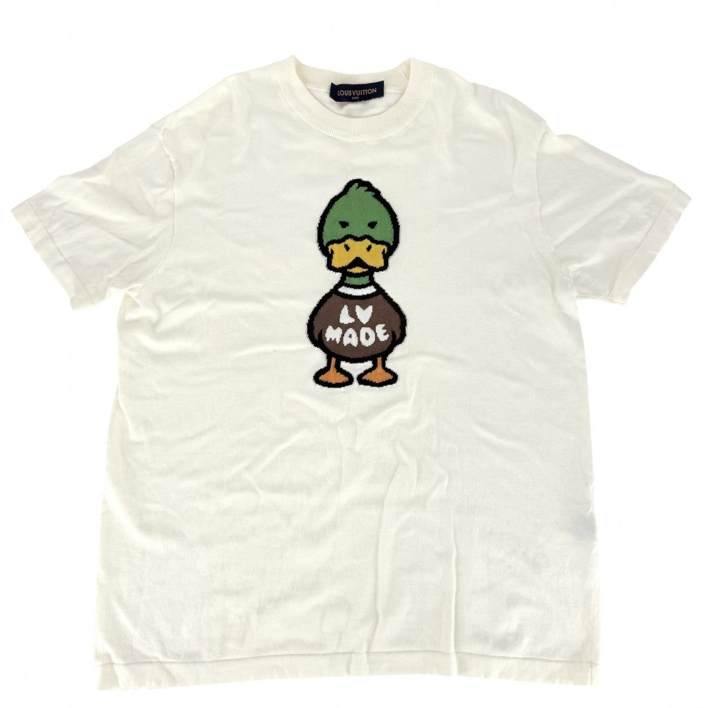 【開店SALE】 LOUIS VUITTON ルイヴィトン 半袖Ｔシャツ インタルシアジャカードダックニット 半袖ニット トップス 服 LOUIS VUITTON×NIGO RM221M F96 HMN04W M アイボリー 夏 コットン メンズ【中古品】