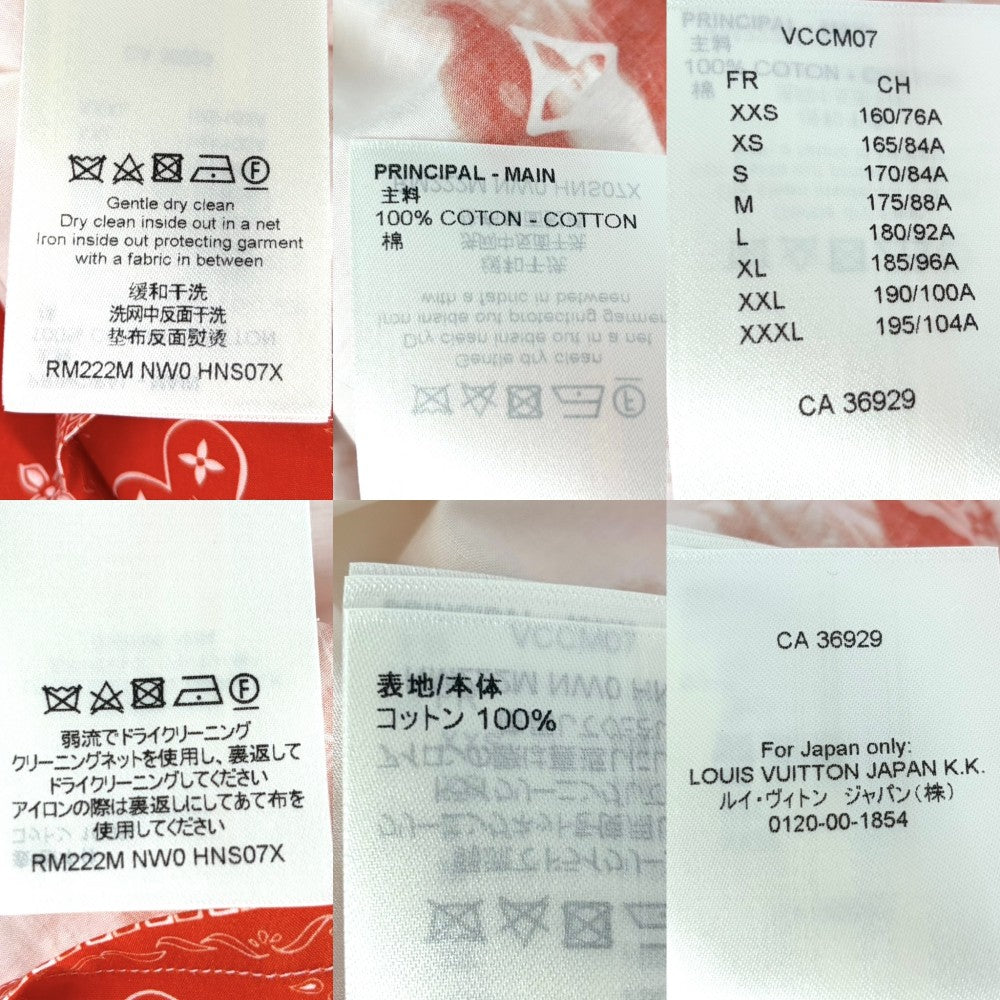 【開店SALE】 LOUIS VUITTON ルイヴィトン 半袖シャツ モノグラムバンダナ ペイズリー トップス アパレル 服 XL オレンジ ホワイト 白 春 夏 コットン メンズ【中古品】