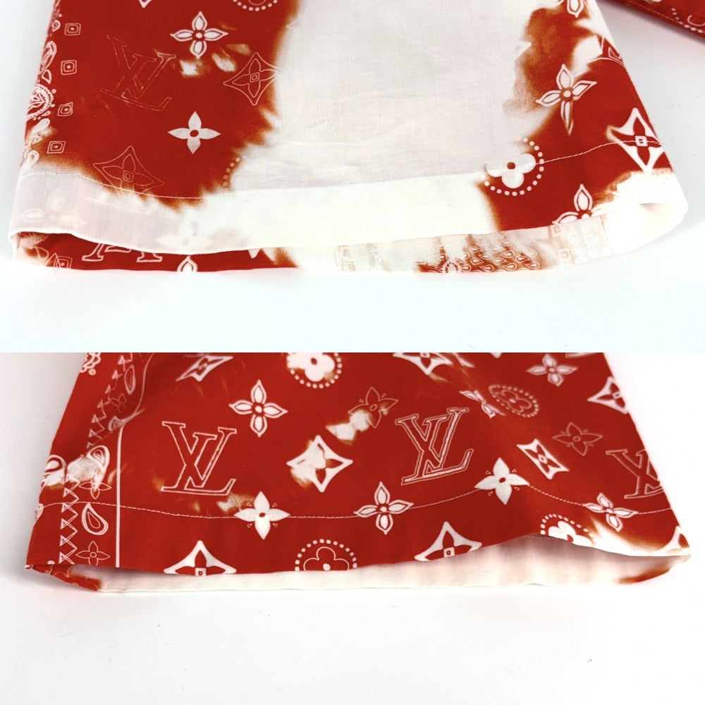 【開店SALE】 LOUIS VUITTON ルイヴィトン 半袖シャツ モノグラムバンダナ ペイズリー トップス アパレル 服 XL オレンジ ホワイト 白 春 夏 コットン メンズ【中古品】