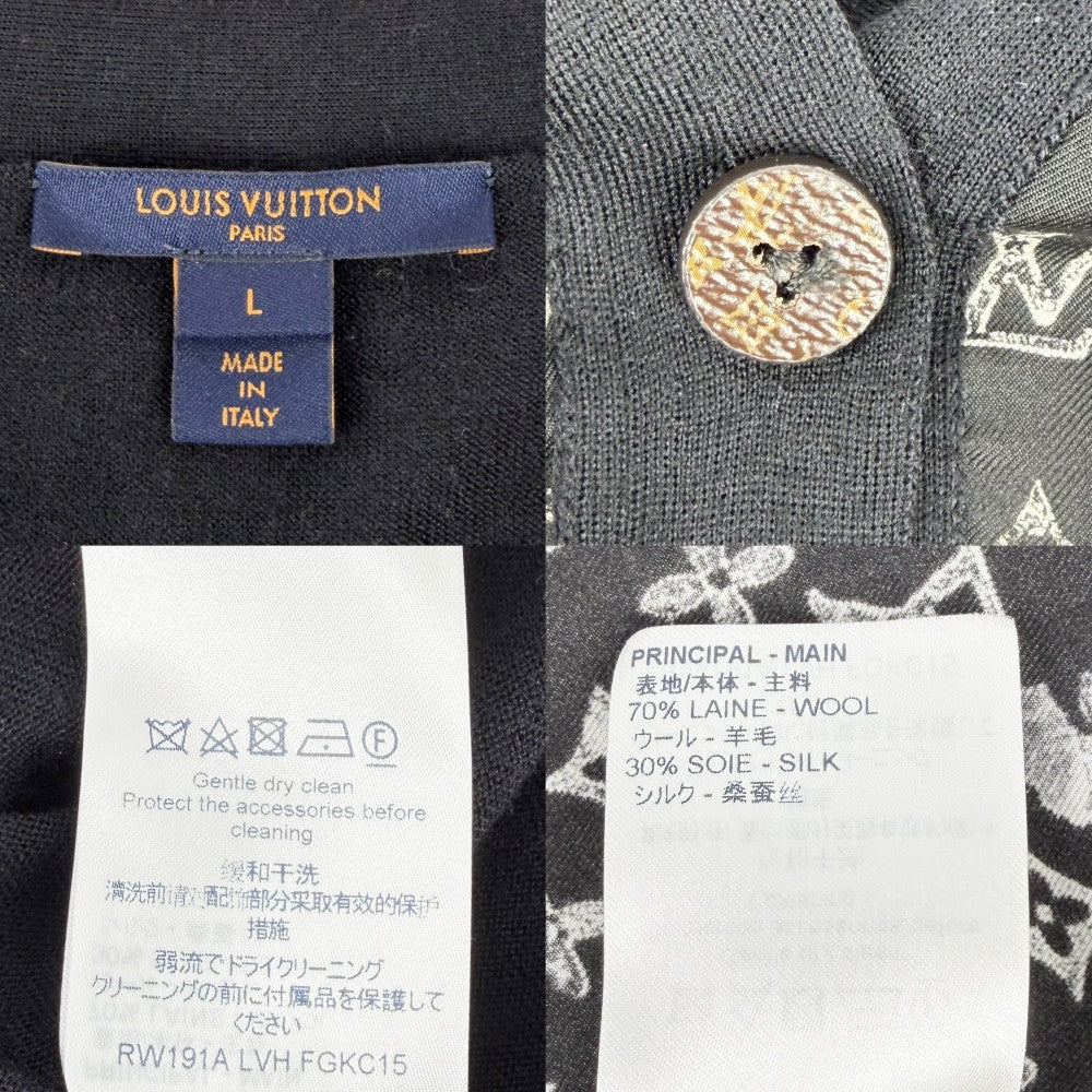 【秋物特集】 LOUIS VUITTON ルイヴィトン カーディガン キャットグラム 猫 トップス アパレル 服 L ブラック 黒 春 秋 冬 ウール シルク レディース【中古品】