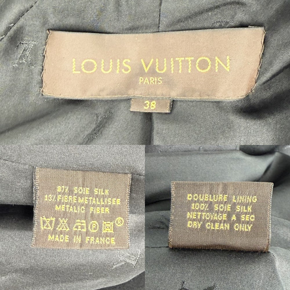 LOUIS VUITTON ルイヴィトン アウター モノグラム ロングコート 服 アパレル 38 ブラック 黒 春 秋 シルク メタリックファイバー レディース【中古品】