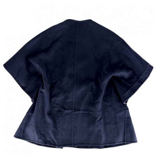 【開店SALE】 LOUIS VUITTON ルイヴィトン アウター ノーカラージャケット 五分袖 アパレル 服 34 ネイビー 紺 春 秋 カシミヤ シルク レディース【中古品】