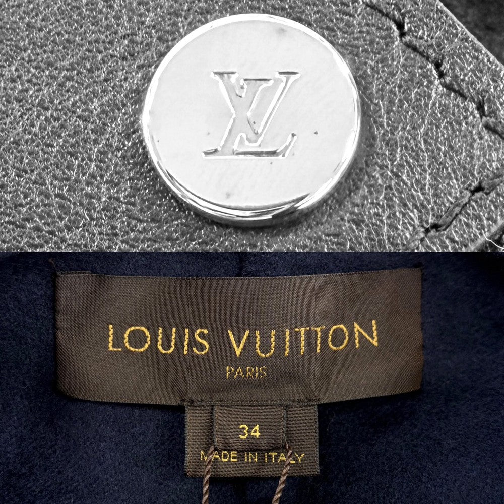 LOUIS VUITTON ルイヴィトン アウター ノーカラージャケット 五分袖 アパレル 服 34 ネイビー 紺 春 秋 カシミヤ シルク レディース【中古品】