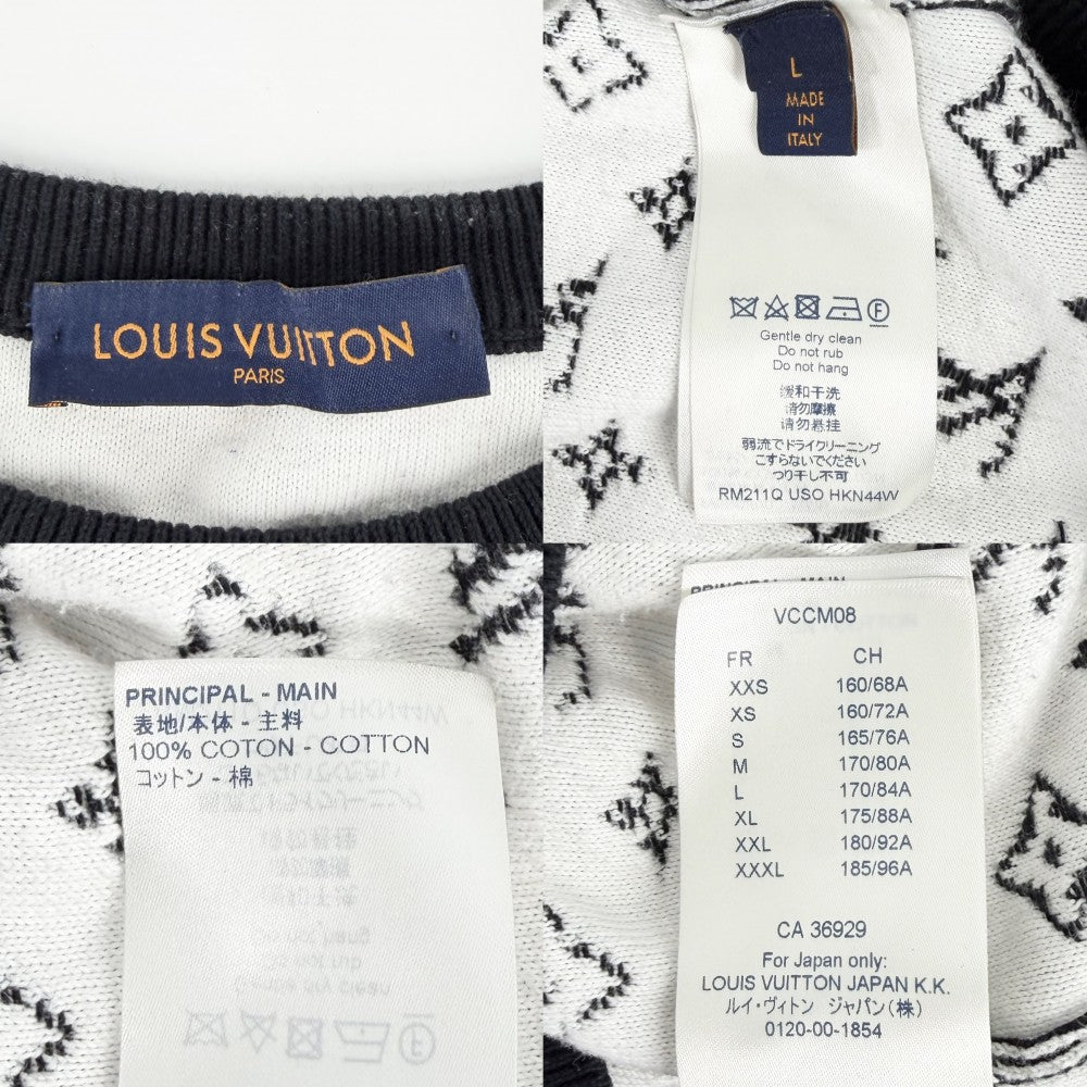 LOUIS VUITTON ルイヴィトン ニット モノグラム グラディエント トップス 長袖 アパレル 服 L ブラック 黒 秋 冬 コットン メンズ【中古品】