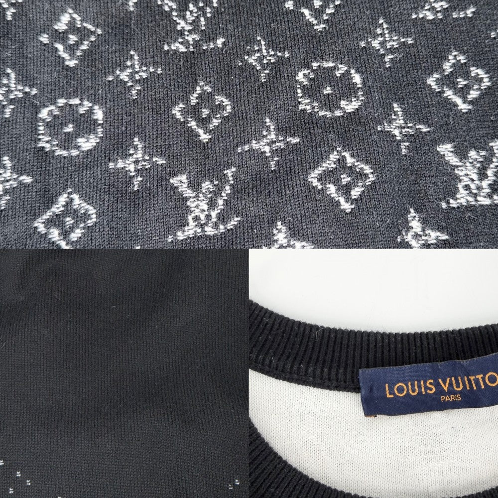 LOUIS VUITTON ルイヴィトン ニット モノグラム グラディエント トップス 長袖 アパレル 服 L ブラック 黒 秋 冬 コットン メンズ【中古品】