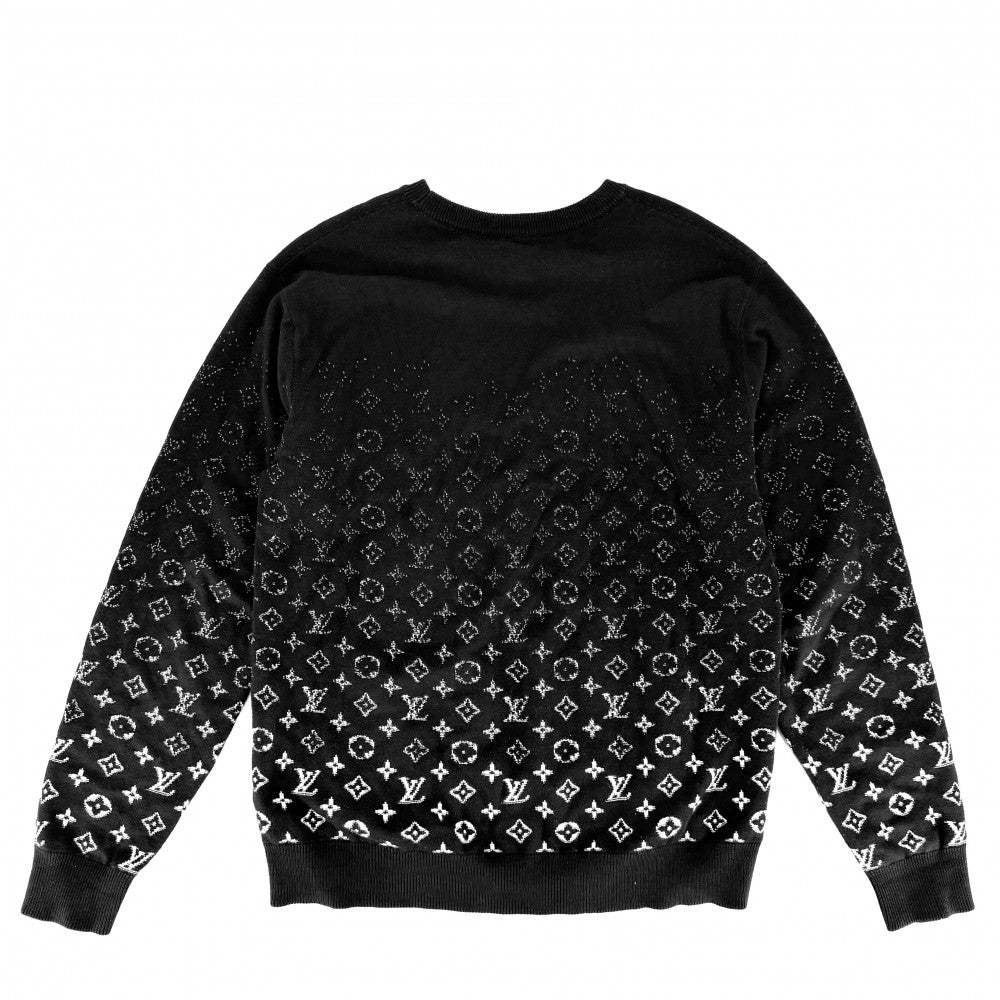 LOUIS VUITTON ルイヴィトン ニット モノグラム グラディエント トップス 長袖 アパレル 服 L ブラック 黒 秋 冬 コットン メンズ【中古品】