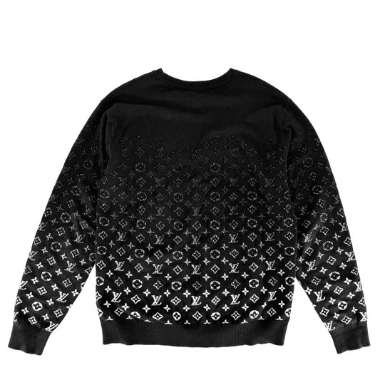 LOUIS VUITTON ルイヴィトン ニット モノグラム グラディエント トップス 長袖 アパレル 服 L ブラック 黒 秋 冬 コットン メンズ【中古品】