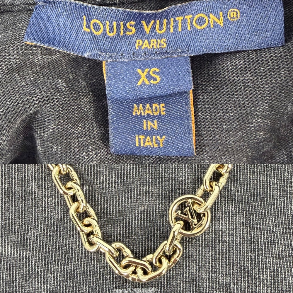 LOUIS VUITTON ルイヴィトン パーカー ロゴ フーディ トップス アパレル 服 ヴィンテージエフェクト XS グレー ゴールド金具 秋 冬 コットン レディース【中古品】