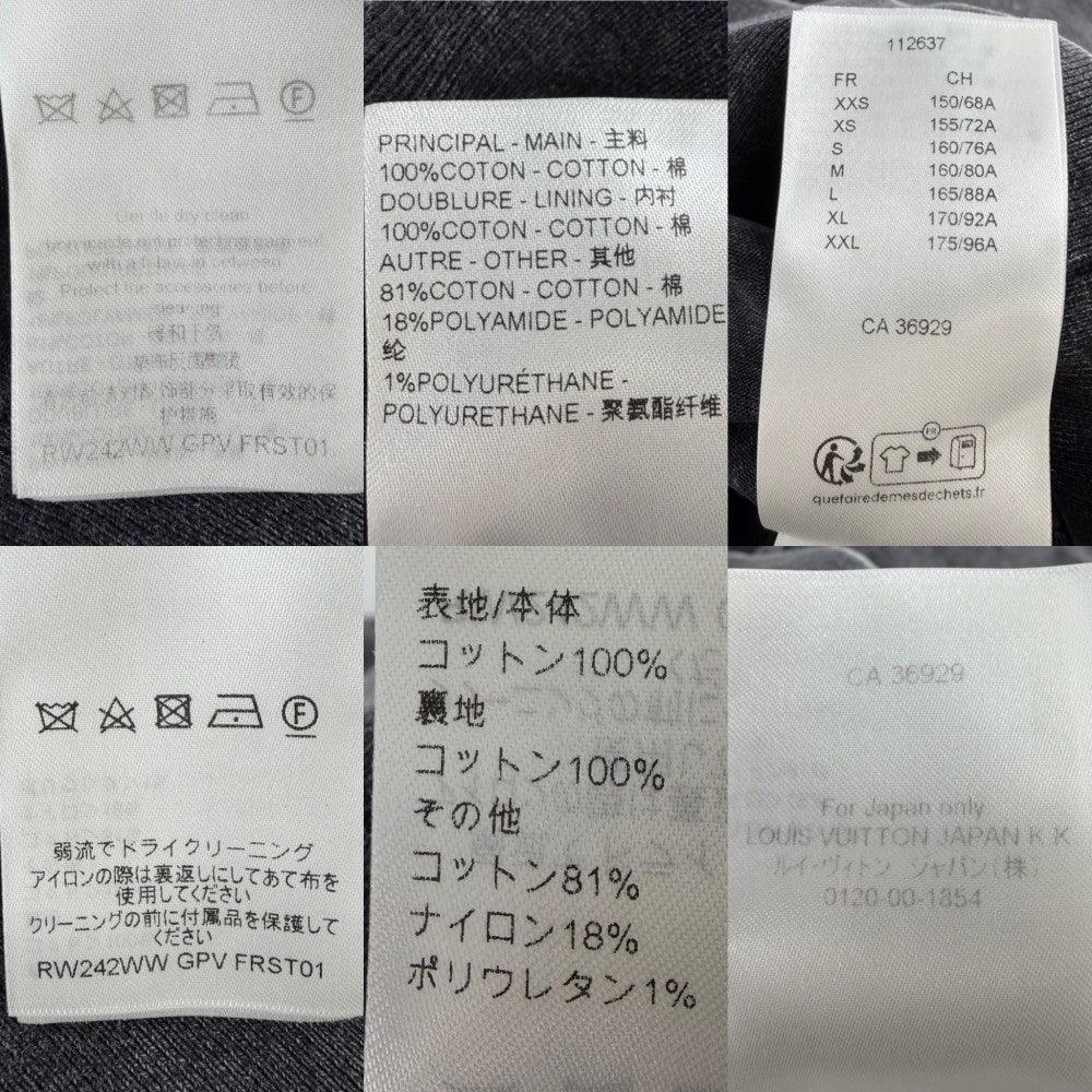 LOUIS VUITTON ルイヴィトン パーカー ロゴ フーディ トップス アパレル 服 ヴィンテージエフェクト XS グレー ゴールド金具 秋 冬 コットン レディース【中古品】