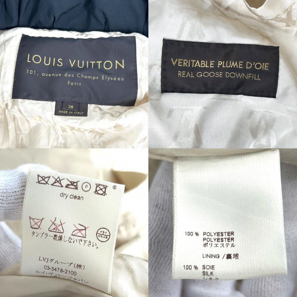 【開店SALE】 LOUIS VUITTON ルイヴィトン ダウンジャケット アウター アパレル 服 38 ブラック 黒 ブラック金具 冬 ポリエステル レディース【中古品】