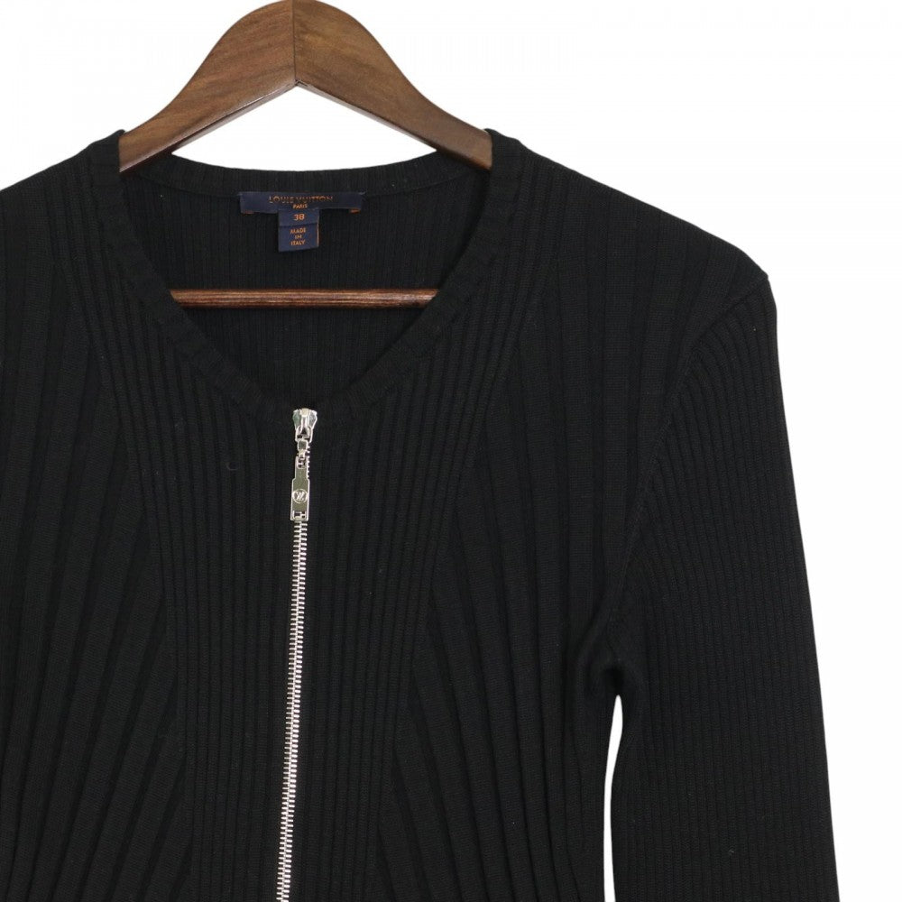 【開店SALE】 LOUIS VUITTON ルイヴィトン ワンピース アニマル柄 フロントジップニットワンピース 長袖 アパレル 服 38 FHDR250YL ブラック 黒 ブラウン 茶 シルバー金具 春 秋 ウール シルク レディース【中古品】
