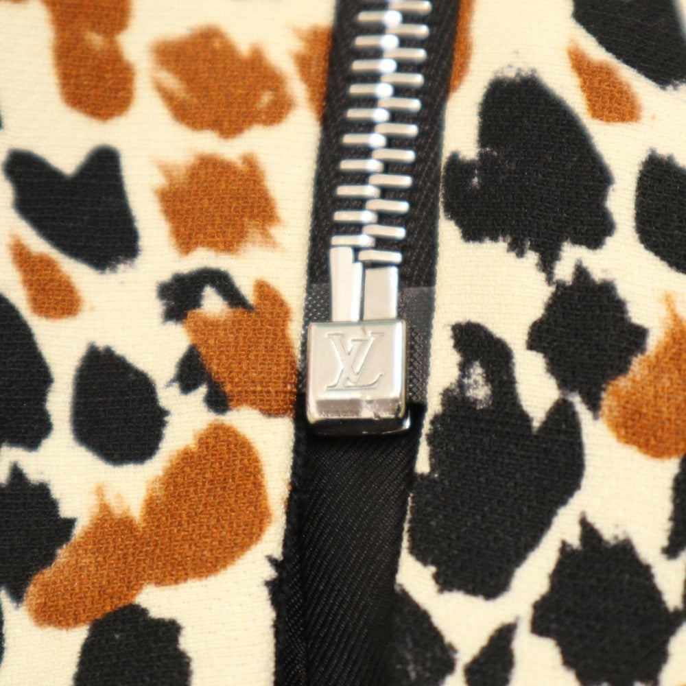 【開店SALE】 LOUIS VUITTON ルイヴィトン ワンピース アニマル柄 フロントジップニットワンピース 長袖 アパレル 服 38 FHDR250YL ブラック 黒 ブラウン 茶 シルバー金具 春 秋 ウール シルク レディース【中古品】