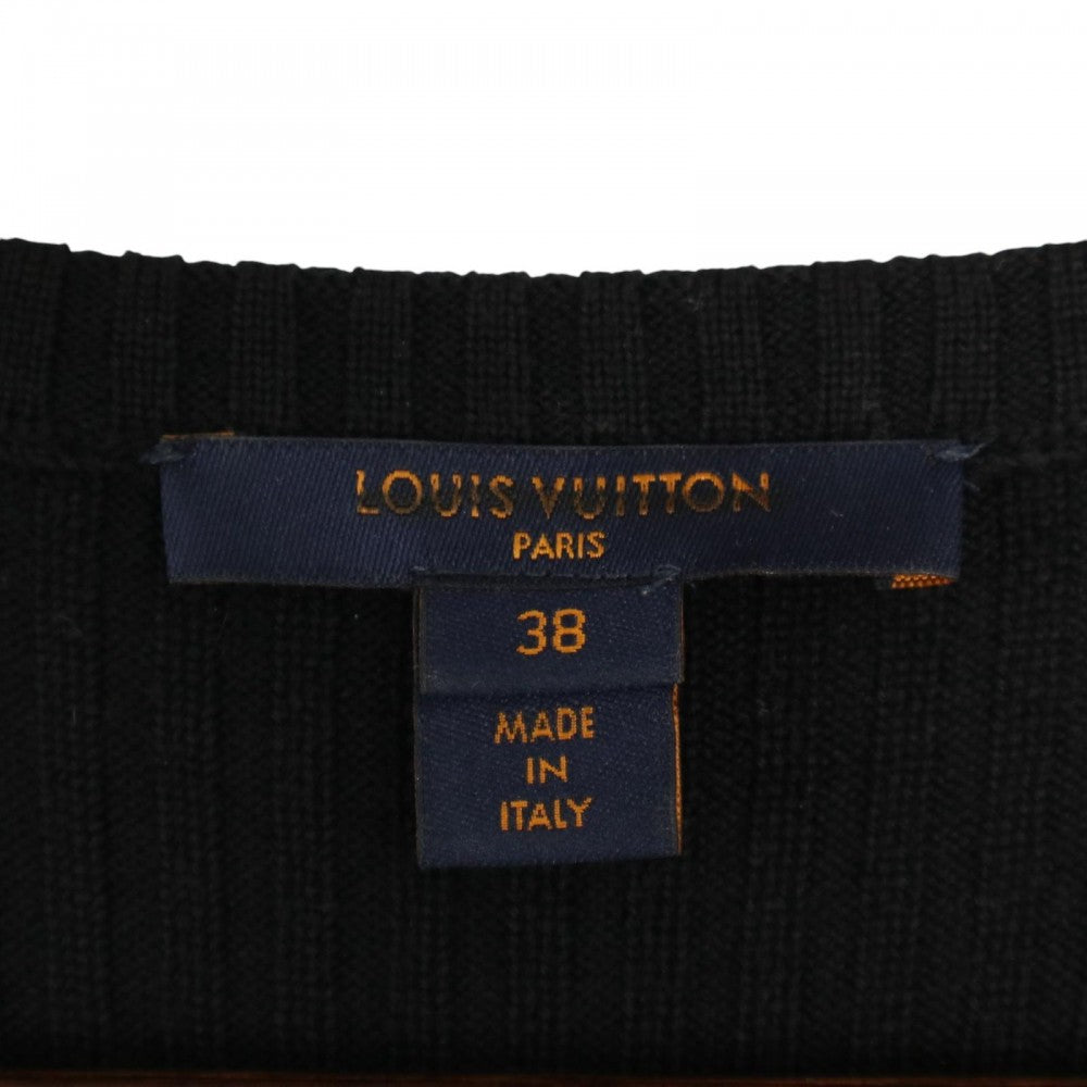 【開店SALE】 LOUIS VUITTON ルイヴィトン ワンピース アニマル柄 フロントジップニットワンピース 長袖 アパレル 服 38 FHDR250YL ブラック 黒 ブラウン 茶 シルバー金具 春 秋 ウール シルク レディース【中古品】