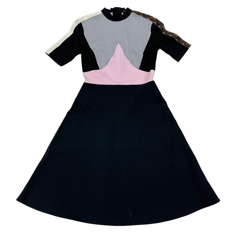 【開店SALE】 LOUIS VUITTON ルイヴィトン ワンピース モノグラム 半袖ワンピース アパレル 服 34 RW202W NHY FJDR52 マルチカラー ブラック金具 夏 ウール ナイロン シルク ポリウレタン レディース【中古品】