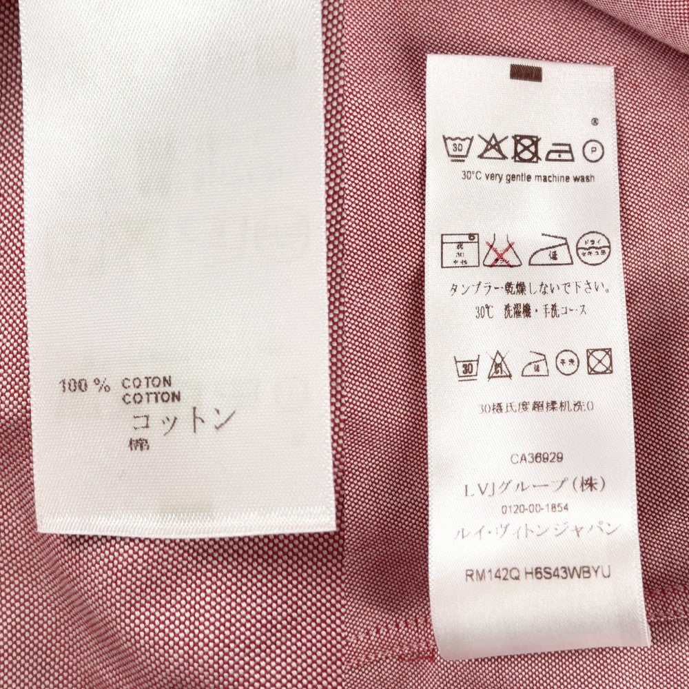 【開店SALE】 LOUIS VUITTON ルイヴィトン 長袖シャツ LV刺繍 アパレル トップス 服 S レッド 赤 オールシーズン コットン メンズ【中古品】