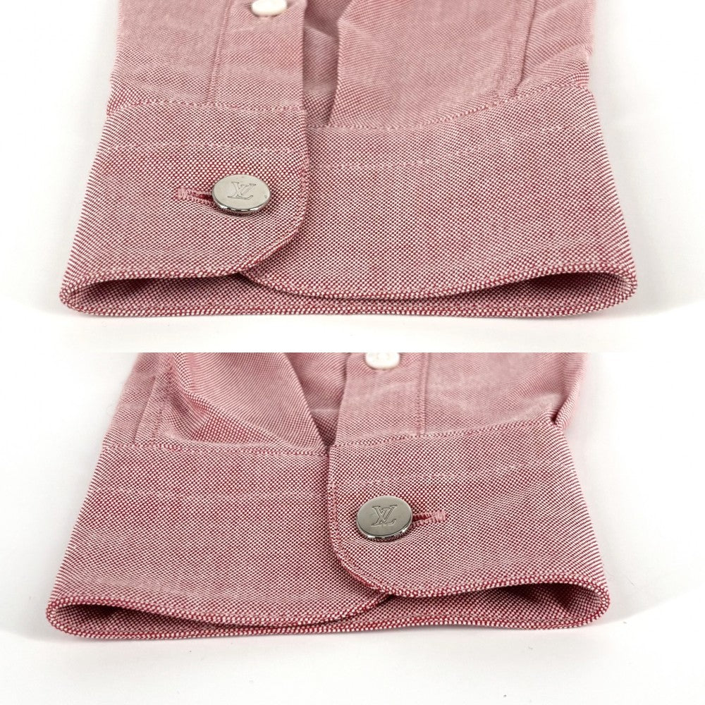 【開店SALE】 LOUIS VUITTON ルイヴィトン 長袖シャツ LV刺繍 アパレル トップス 服 S レッド 赤 オールシーズン コットン メンズ【中古品】