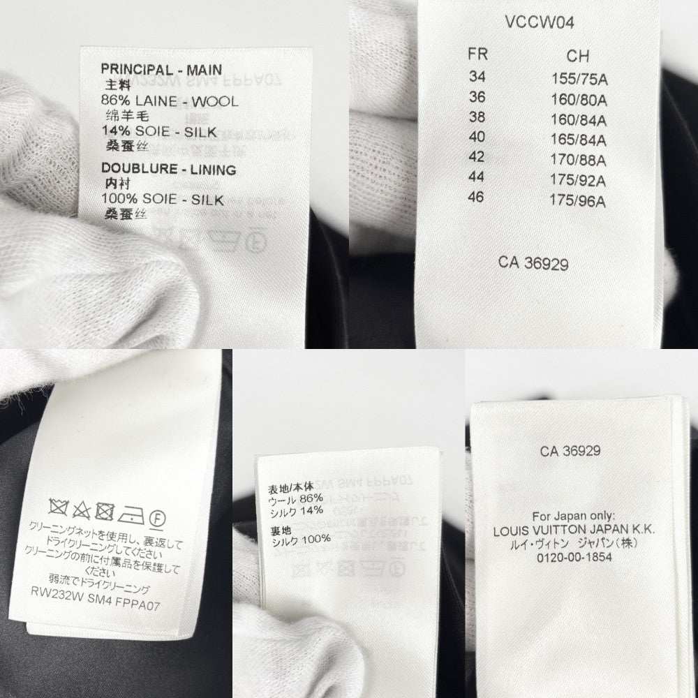 【開店SALE】 LOUIS VUITTON ルイヴィトン ワンピース ノースリーブ ジップアップ オールインワン 服 アパレル 34 ブラック 黒 ゴールド金具 春 夏 ウール シルク レディース【中古品】