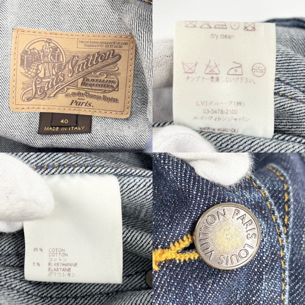 LOUIS VUITTON ルイヴィトン デニムジャケット アウター 服 アパレル 40 ネイビー 紺 アンティークゴールド金具 春 秋 コットン ポリウレタン レディース【中古品】