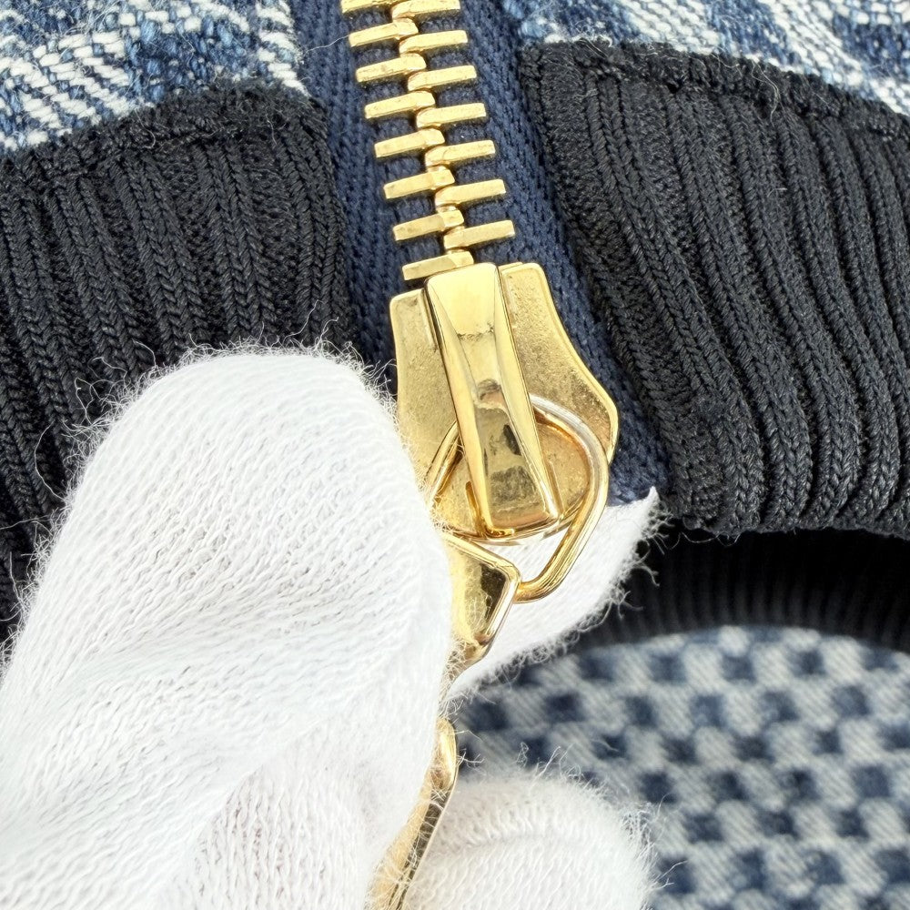 【開店SALE】 LOUIS VUITTON ルイヴィトン ワンピース ノースリーブ ジップアップ オールインワン デニム ダミエ モノグラム 服 アパレル 44 ブルー 青 ブラック 黒 ゴールド金具 春 夏 コットン レザー モノグラム レディース【中古品】