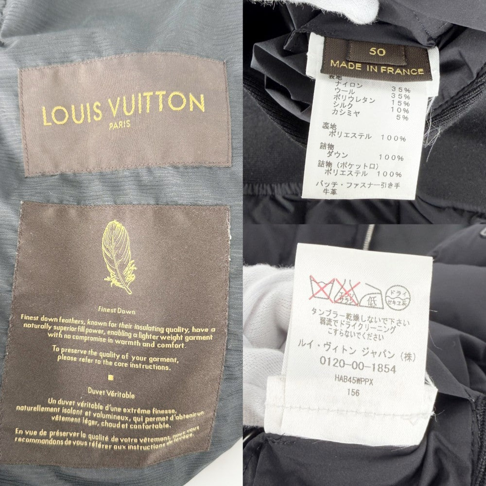 LOUIS VUITTON ルイヴィトン ブルゾン LVロゴ 異素材 ダウンブルゾン アパレル 服 アウター 50 ブラック 黒 シルバー金具 秋 冬 メンズ【中古品】