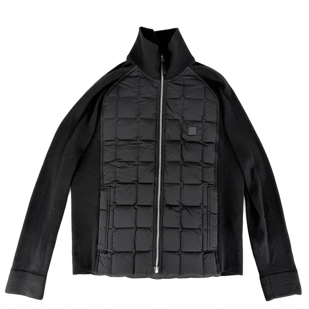 LOUIS VUITTON ルイヴィトン ブルゾン LVロゴ 異素材 ダウンブルゾン アパレル 服 アウター 50 ブラック 黒 シルバー金具 秋 冬 メンズ【中古品】