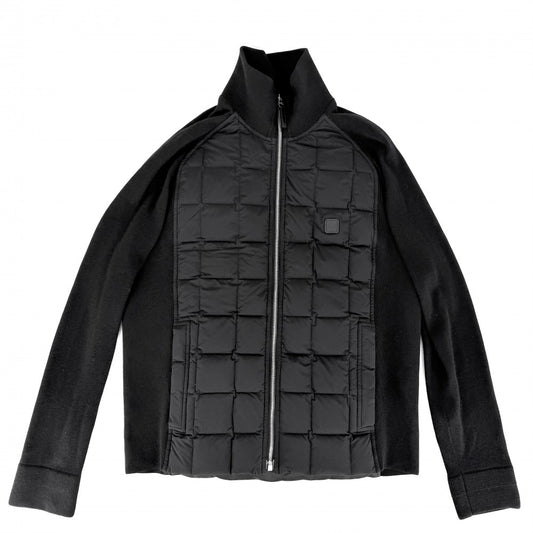 LOUIS VUITTON ルイヴィトン ブルゾン LVロゴ 異素材 ダウンブルゾン アパレル 服 アウター 50 ブラック 黒 シルバー金具 秋 冬 メンズ【中古品】