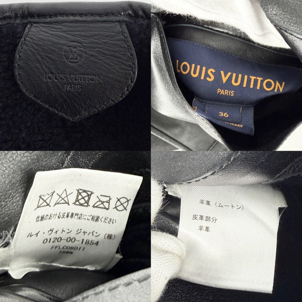 LOUIS VUITTON ルイヴィトン アウター ボア ムートン ロングコート 服 アパレル レザーコート リバーシブル 36 ブラック 黒 春 秋 羊革 レディース【中古品】