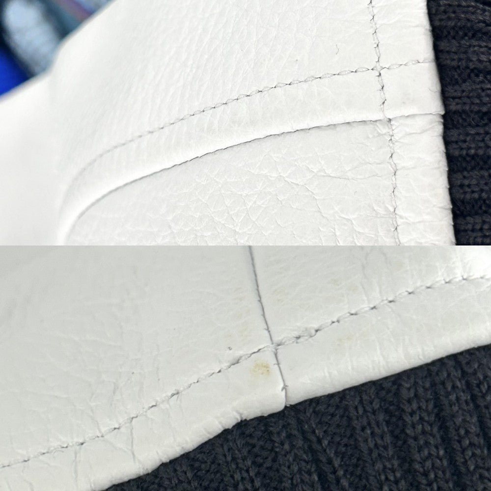 LOUIS VUITTON ルイヴィトン スタジャン ジャケット パペットベースボールジャケット アウター 服 アパレル 50 ブラック 黒 ホワイト 白 シルバー金具 秋 冬 ウール シルク メンズ【中古品】