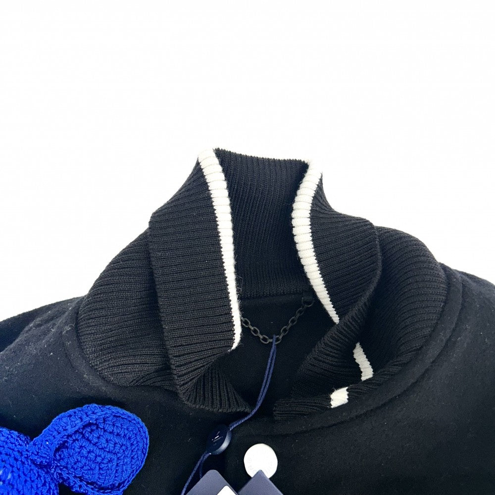 LOUIS VUITTON ルイヴィトン スタジャン ジャケット パペットベースボールジャケット アウター 服 アパレル 50 ブラック 黒 ホワイト 白 シルバー金具 秋 冬 ウール シルク メンズ【中古品】