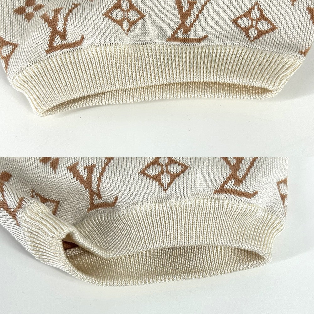 【開店SALE】 LOUIS VUITTON ルイヴィトン 半袖Ｔシャツ モノグラム アパレル トップス 服 XL ベージュ ブラウン 茶 春 夏 シルク ナイロン ポリウレタン レディース【中古品】