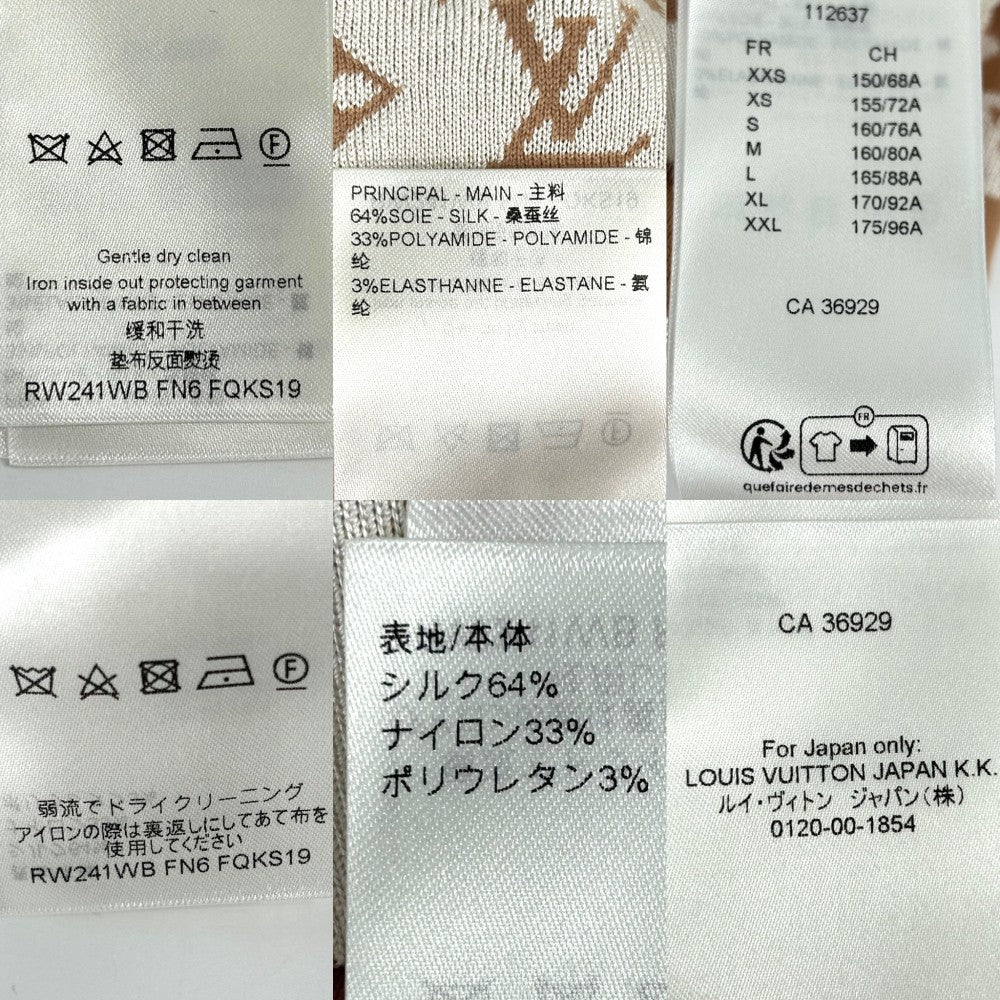 【開店SALE】 LOUIS VUITTON ルイヴィトン 半袖Ｔシャツ モノグラム アパレル トップス 服 XL ベージュ ブラウン 茶 春 夏 シルク ナイロン ポリウレタン レディース【中古品】
