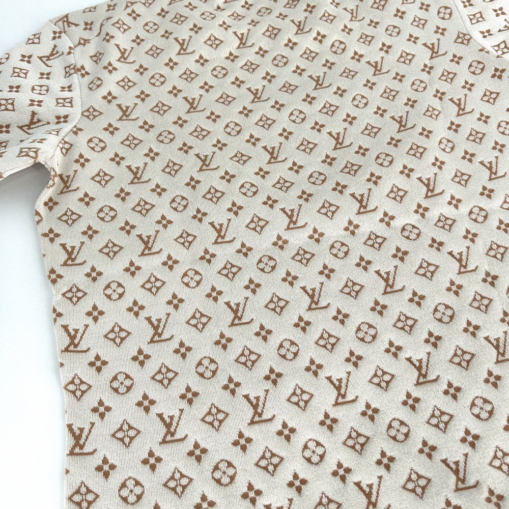 【開店SALE】 LOUIS VUITTON ルイヴィトン 半袖Ｔシャツ モノグラム アパレル トップス 服 XL ベージュ ブラウン 茶 春 夏 シルク ナイロン ポリウレタン レディース【中古品】