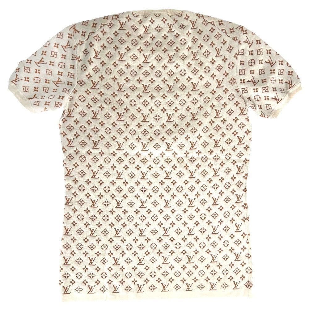 【開店SALE】 LOUIS VUITTON ルイヴィトン 半袖Ｔシャツ モノグラム アパレル トップス 服 XL ベージュ ブラウン 茶 春 夏 シルク ナイロン ポリウレタン レディース【中古品】