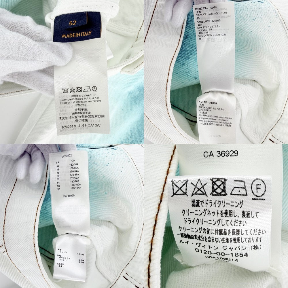 LOUIS VUITTON ルイヴィトン デニムジャケット スプレーデニムジャケット アウター モノグラム 服 52 RM231M U14 HOA10W ホワイト 白 ブルー 青 ゴールド金具 春 秋 コットン メンズ【中古品】