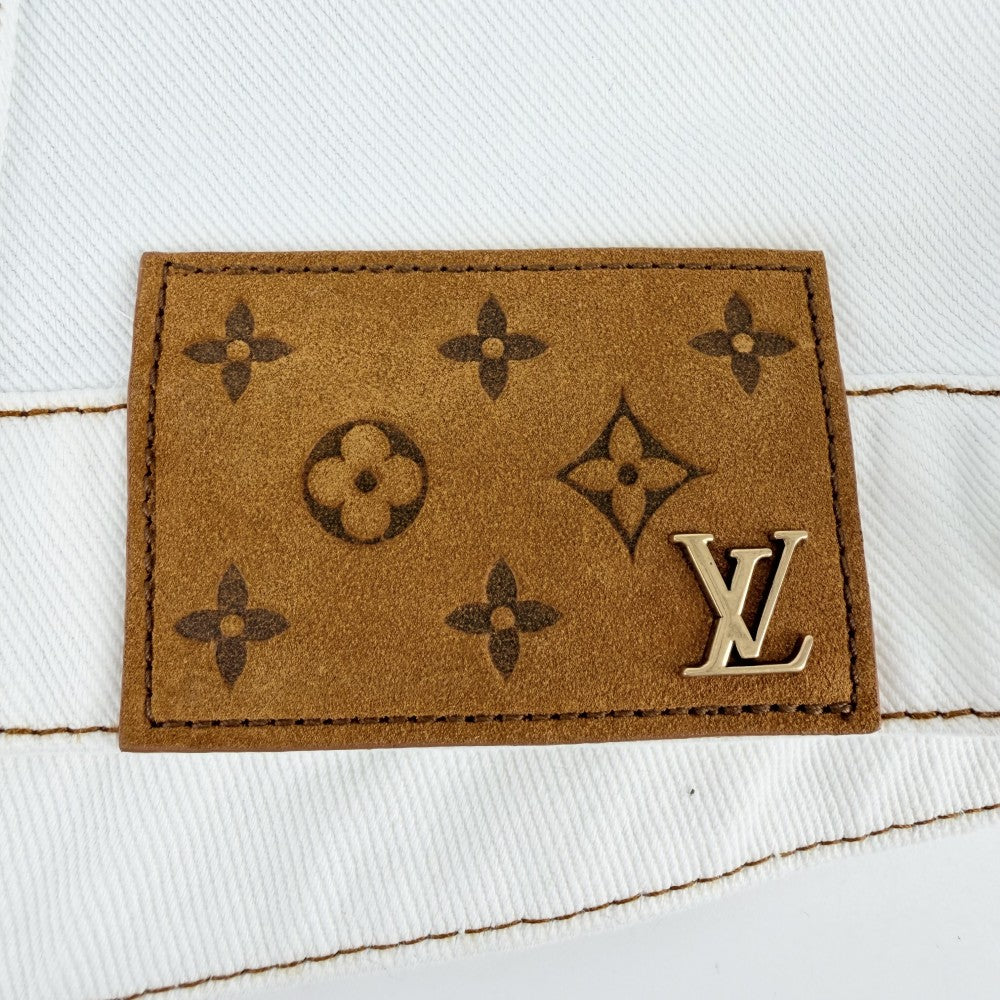 LOUIS VUITTON ルイヴィトン デニムジャケット スプレーデニムジャケット アウター モノグラム 服 52 RM231M U14 HOA10W ホワイト 白 ブルー 青 ゴールド金具 春 秋 コットン メンズ【中古品】