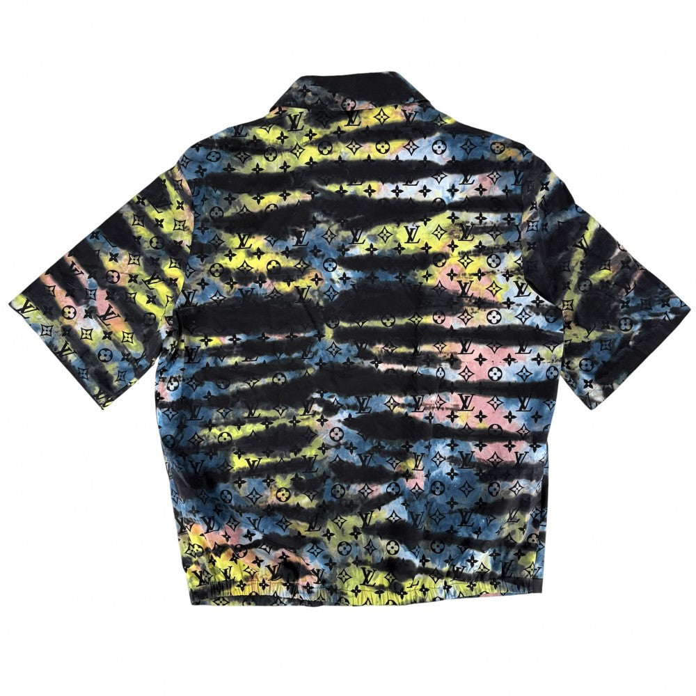 LOUIS VUITTON ルイヴィトン 半袖シャツ ペインテッドモノグラムタイダイ ジップアップ トップス アパレル 服 L ブラック 黒 イエロー 春 夏 コットン メンズ【中古品】